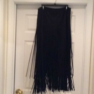 Fringe faux suede skirt